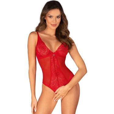 Lingerie Sexy Rosso con Taglio Aperto e Dettagli Pizzo per Momenti Intimi